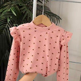 Girls long sleeve frill shoulder tops