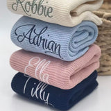 Personalised chunky knit baby blanket