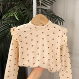 Girls long sleeve frill shoulder tops