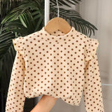 Girls long sleeve frill shoulder tops