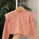 Girls long sleeve frill shoulder tops