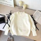 Knitted bow sleeve jumper