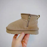 Toddler beige fur ankle boots