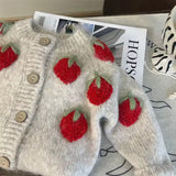 Grey knitted strawberry cardigan