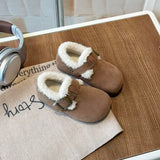 Fleece lined taupe cosy kids shoes