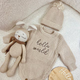Hello world knitted bodysuit & hat