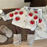 Grey knitted strawberry cardigan