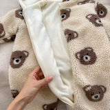 Fleece lined teddy bear chunky romper