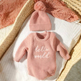 Hello world knitted bodysuit & hat