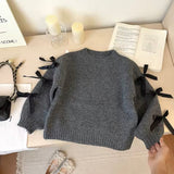 Knitted bow sleeve jumper
