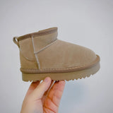 Toddler beige fur ankle boots