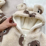 Fleece lined teddy bear chunky romper