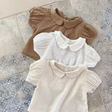 Girls puff sleeve neutral shirt