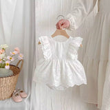 Girls White frill shoulder detail dress