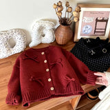 Berry bow Christmas cardigan
