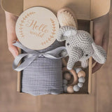 Grey gift set elephant - hello world