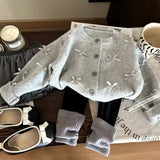 Christmas bow grey cardigan