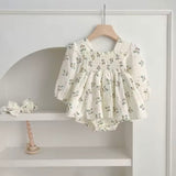 Floral print long sleeve dress & headband
