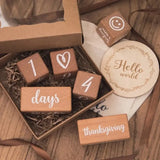 Wooden baby milestone block gift set