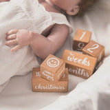 Wooden baby milestone block gift set