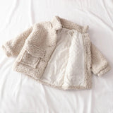 Girls beige button up winter jacket