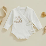 Hello world white long sleeve bodysuit