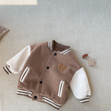 Unisex Teddy Bear Brown Baseball Jacket