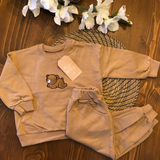 Brown Luxury Teddy Bear Two Piece Loungewear Set