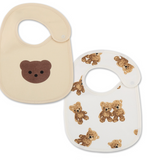 Teddy Bear Button Round Bibs (2 pack)