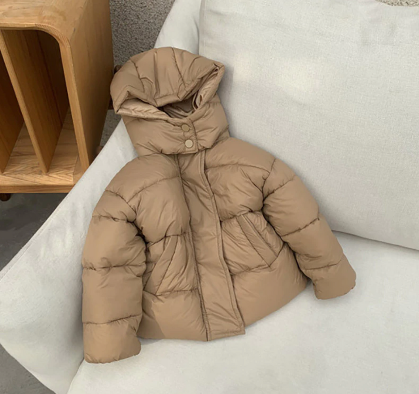 Nude puffer coat zara Clearance