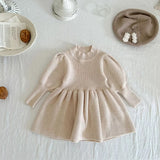 Girls long sleeve ribbed knitted dress