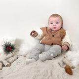 Unisex Teddy Bear Brown Baseball Jacket