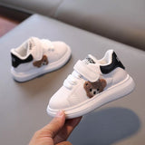 Unisex black teddy bear white trainers shoes