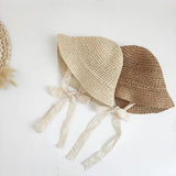 Baby girls lace straw summer hat